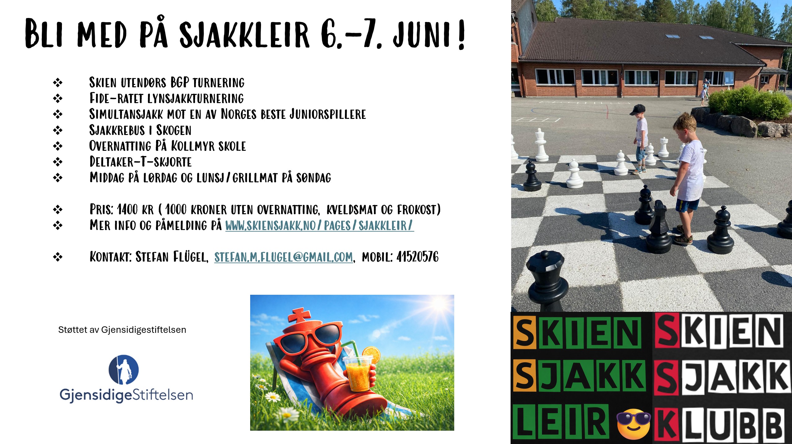 Flyer for Skien Sjakkleir 2026