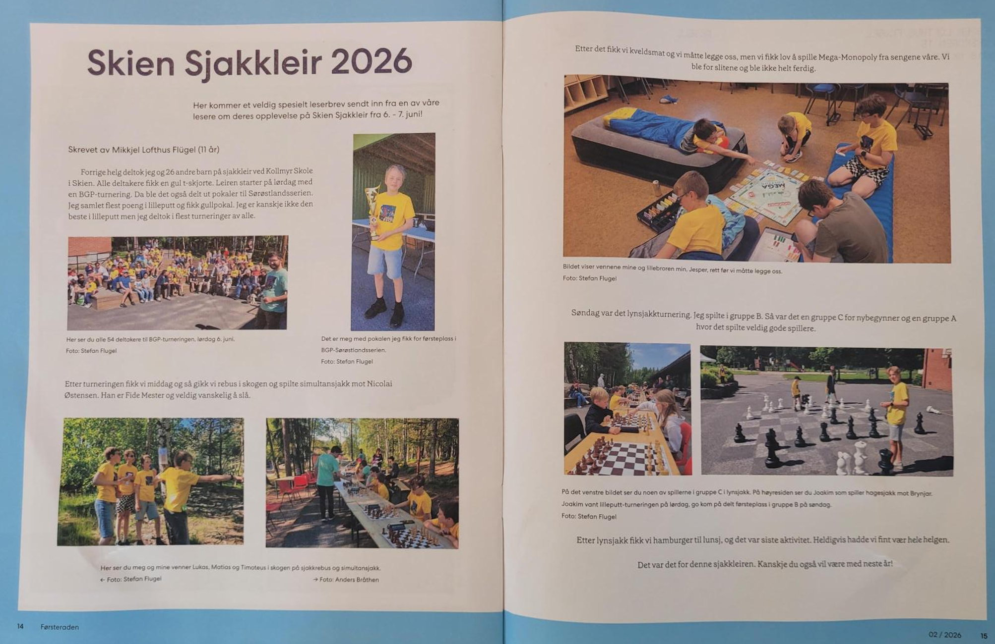 Innlegg fra Mikkjel om sjakkleir 2026 i Førsteraden